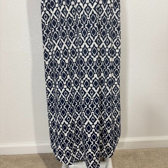 Banana Republic Blue & White Sleeveless Maxi CrissCross Back Dress Size XL READ - Picture 3 of 14